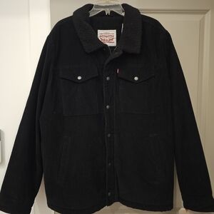 New With Tags Levi's Men's Long Sleeve Black Corduroy Sherpa Lined Jacket